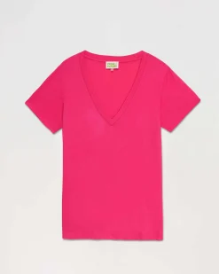 Discount FROM FUTURE T-Shirt Col V Basique Holyday Pink